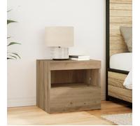 Table de chevet - Chêne artisanal - 1 tiroir - LED - 50x40x45 cm