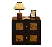 Table de Chevet Chinoise en Bois Massif, Meuble de Rangement modulaire Noir de Style Vintage, Table de Chevet, Commode, Petite Commode for Appartement,(Black)