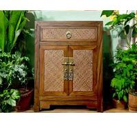 Table de chevet chinoise table de chevet asiatique Petite armoire de chevet orientale commode de chambre à coucher console brune, Asia Möbel montiert