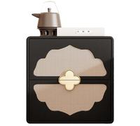 Table de Chevet Chinoise Vintage en rotin, en Bois Massif, Style Milieu du siècle, Meuble de Rangement for Chambre à Coucher, Style Auberge, Design à Deux tiroirs(H,50cm(19.7in))