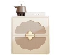 Table de Chevet Chinoise Vintage en rotin, en Bois Massif, Style Milieu du siècle, Meuble de Rangement for Chambre à Coucher, Style Auberge, Design à Deux tiroirs(F,45cm(17.7in))