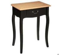 Atmosphera – Table de chevet Chrysa – Noir et bois, L47×H66 cm, 1 tiroir, pieds galbés