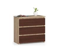 Table de chevet CL3 Chêne Sonoma 60 cm 3 tiroirs façade Wengé 60x35x57 cm