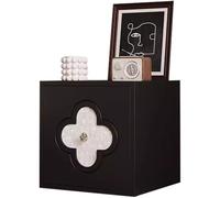 Table De Chevet Classique Noire Française, Meuble TV À Quatre Feuilles Et Étoile en Trèfle, Table De Nuit sur Pied en Bois Massif, Grande Commode De Rangement, Combinaison Libre(A)