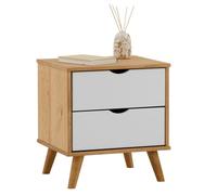 IDIMEX Table de Chevet Colima en pin Massif avec 2 tiroirs, Table de Nuit en Bois sur Pieds Coloris Blanc et Naturel