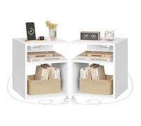 Table de chevet connectée blanche - EUGAD - Lot de 2 - 2 prises AC - 1 port USB - 1 port Type-C