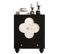 Table de Chevet contemporaine d'inspiration française, Motif à Motifs, Meuble décoratif for Chambre à Coucher et Salon, Meuble Compact modulaire de Couleur Noire(50cm(19.7inch))