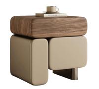 Table de Chevet contemporaine en Bois avec poignées dissimulées, Conception à Deux tiroirs, Table d'appoint Minimaliste pour Salon, Table de Chevet créative(J,60cm(23.6in))