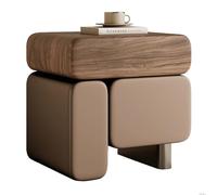 Table de Chevet contemporaine en Bois avec poignées dissimulées, Conception à Deux tiroirs, Table d'appoint Minimaliste pour Salon, Table de Chevet créative(I,50cm(19.7in))