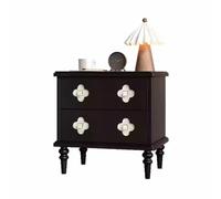 Table de Chevet contemporaine Noire à Deux tiroirs, Table de Chevet Moderne du Milieu du siècle avec Motif Floral, adaptée à la décoration d'une Chambre d'amis((16x16x22in))