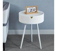 Table de chevet crémeuse à vent simple et moderne pour chambre à coucher, petite table de chevet en fer art simple