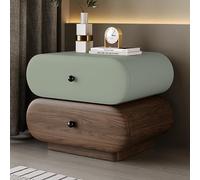 Table de chevet de 50 cm de large en bois avec 2 tiroirs de rangement et poignée en métal, grande table d'appoint de style Mid-Century pour chambre, salon et bureau, design aux lignes courbe