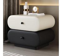 Table de chevet de 50 cm de large en bois avec 2 tiroirs de rangement et poignée en métal, grande table d'appoint de style Mid-Century pour chambre, salon et bureau, design aux lignes courbe