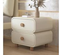 Table de chevet de chambre à coucher avec tiroirs de rangement Table de chevet italienne minimaliste moderne en bois avec surface en tissu et pieds en bois de frêne, élégante, simple et polyvalente (