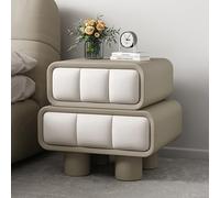 Table de chevet de luxe en cuir synthétique avec double tiroir, table de chevet minimaliste pour chambre à coucher et salon, design moderne du milieu du siècle