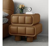 Table de chevet de luxe en cuir synthétique avec double tiroir, table de chevet minimaliste pour chambre à coucher et salon, design moderne du milieu du siècle
