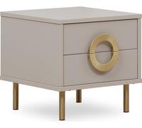 Table de chevet design beige à 2 tiroirs pour chambre à coucher