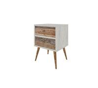 Toilinux - Table de chevet design scandinave Malmö - L. 40 x H. 55 cm - Blanc - Blanc