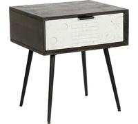 Table de chevet DKD Home Decor 45 x 38 x 50 cm noir métal blanc bois de mangue wengué