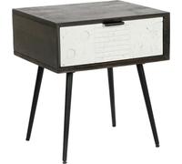 Table de chevet DKD Home Decor 45 x 38 x 50 cm noir métal blanc bois de mangue wengué