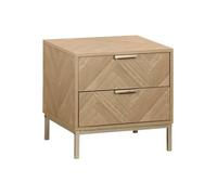 Table de chevet effet bois décor chevrons 2 tiroirs BUDAPEST