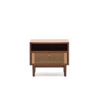 Table de chevet Elan en placage et bois massif en corde de noyer 51x45cm FSC Mix Credit