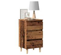 Table de chevet élégante 40x35x69 cm en plastique à base de bois d'aspect classique, offrant un espace de rangement considérable pour les livres et les petites choses, avec un plateau solide pour