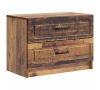 Table de chevet élégante avec tiroir vintage en bois d'ingénierie, 62 x 34,5 x 44,5 cm, poignées noires, pour ranger des livres et des accessoires, facile à nettoyer.