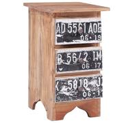 Table de Chevet en Acajou Massif 30x30x51 cm avec 3 Tiroirs, Meuble de Nuit Vintage et Moderne pour Chambre à Coucher ou Salon, Commode de Rangement Solide et Élégante Fabriquée à la Main