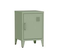 Table de chevet en acier vert. 1 porte. casier. chambre enfant