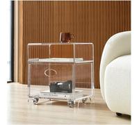 Table De Chevet en Acrylique Gris, Minimalisme Moderne Et Table De Chevet De Luxe avec Poulies pour Chambre à Coucher avec 1 Tiroirs, Table De Chevet Nordique Simpl, Transparent Ribbon Drawer