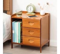 Table de chevet en bambou avec tiroirs et armoire de rangement pour petit espace, chambre à coucher et salon (43,2 x 30,5 x 45,7 cm) Design moderne et fonctionnel pour canapé ou table de chevet
