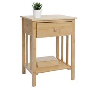 Table de chevet en bambou HWC-O72, table d'appoint, table de nuit, armoire, tiroir, 55 x 40 x 30 cm Marron