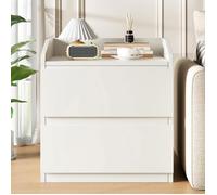 TABLE DE CHEVET,EN BOIS,2 TIROIRS ETAGERE BLANC-60X40X58CM,Table de Nuit Meuble de chambre