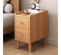 Table de chevet en bois avec 2 tiroirs et étagère ouverte - Organiseur de rangement vertical pour chambre à coucher, placard, couloir