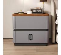 Table de chevet en bois avec 2 tiroirs et étagère ouverte, table d'appoint de rangement moderne du milieu du siècle avec serrure à combinaison pour salon ou chambre à coucher