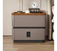 Table de chevet en bois avec 2 tiroirs et étagère ouverte, table d'appoint de rangement moderne du milieu du siècle avec serrure à combinaison pour décoration de salon ou de chambre à coucher