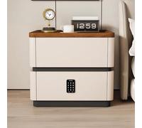 Table de chevet en bois avec 2 tiroirs et étagère ouverte, table d'appoint de rangement moderne du milieu du siècle avec serrure à combinaison pour salon ou chambre à coucher