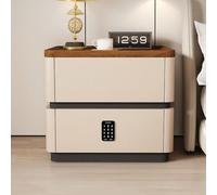 Table de chevet en bois avec 2 tiroirs et étagère ouverte, table de chevet moderne du milieu du siècle avec serrure à combinaison pour salon et canapé