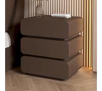 Table de chevet en bois avec 3 tiroirs et poignées invisibles, table de chevet moderne, table d'appoint incurvée entièrement assemblée avec rangement pour chambre à coucher et salon