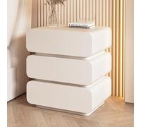 Table de chevet en bois avec 3 tiroirs et poignées invisibles, table de chevet moderne, table d'appoint incurvée entièrement assemblée avec rangement pour chambre à coucher et salon