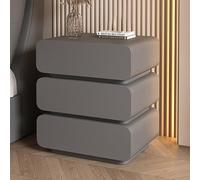 Table de chevet en bois avec 3 tiroirs et poignées invisibles, table de chevet moderne, table d'appoint incurvée entièrement assemblée avec rangement pour chambre à coucher et salon