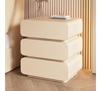 Table de chevet en bois avec 3 tiroirs et poignées invisibles, table de chevet moderne, table d'appoint incurvée entièrement assemblée avec rangement pour chambre à coucher et salon