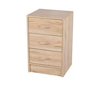 Table de chevet en bois avec 3 tiroirs ""Pratik"" - Beige - H 60 x L 38 x P 34 cm