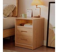 Table de chevet en bois avec étagère de rangement et tiroirs - Table de chevet moderne pour chambre à coucher ou bureau, pas de montage nécessaire