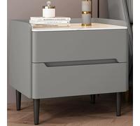 Table de chevet en bois avec plateau en dalle de roche, design compact, finition PU, bords surélevés pour petits espaces et chambres à coucher