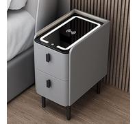 Table de chevet en bois avec station de charge USB et tiroirs - Table de chevet fine pour salon et chambre à coucher - Table d'appoint moderne avec prise de courant - Meuble élégant