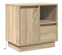 Table de chevet en bois chêne Sonoma 50 x 34,5 x 50 cm - Table d'appoint moderne avec éclairage pour chambre à coucher et salon - Élégante et peu encombrante