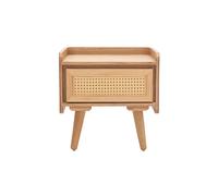 Table de chevet en bois clair frêne et cannage rotin ELSY
