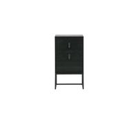 Table de chevet en bois de pin et métal noir, 1 porte, 1 tiroir, rectangulaire, livrée en kit - Woood, Zola - 40x35x74 cm